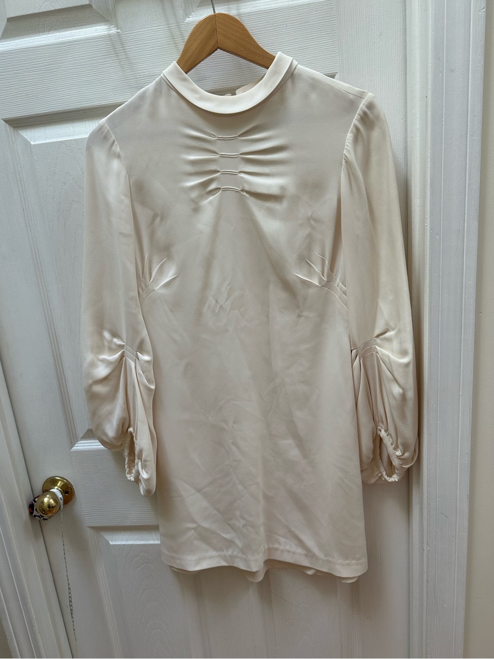 ALC Cream white Long Sleeve Mini Dress bell sleeves silk 6